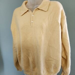 Women's Soft Polo Sweater in Pale Yellow